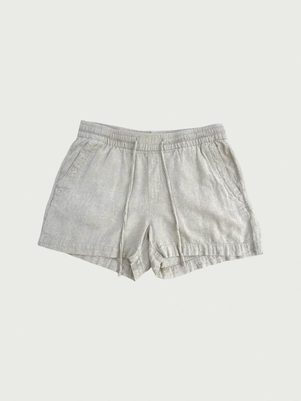 Beige Linen Blend Shorts